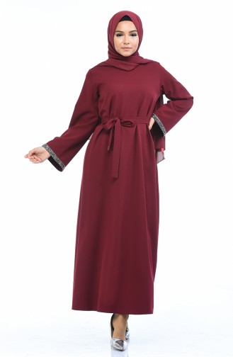 Claret Red Hijab Dress 0887A-05