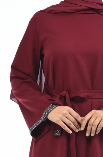 Claret Red Hijab Dress 0887A-05