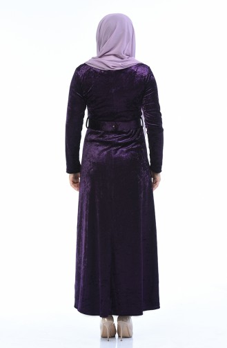 Grosse Grösse Samt-Kleid 4491-01 Lila 4491-01