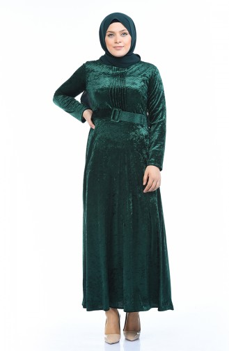 Grosse Grösse Samt-Kleid 4491-02 Smaragdgrün 4491-02