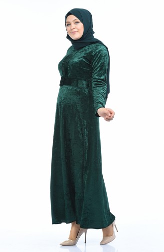 Robe Velours Grande Taille 4491-02 Vert emeraude 4491-02