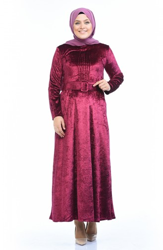 Grosse Grösse Samt Kleid 4491-03 Zwetschge 4491-03