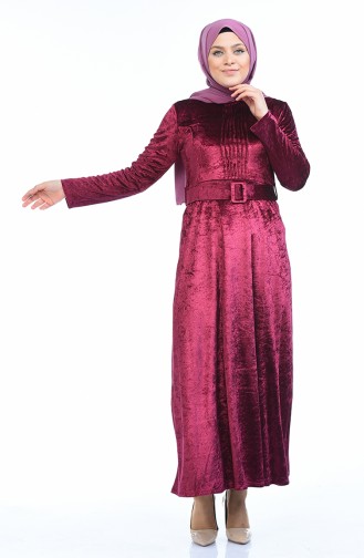 Grosse Grösse Samt Kleid 4491-03 Zwetschge 4491-03