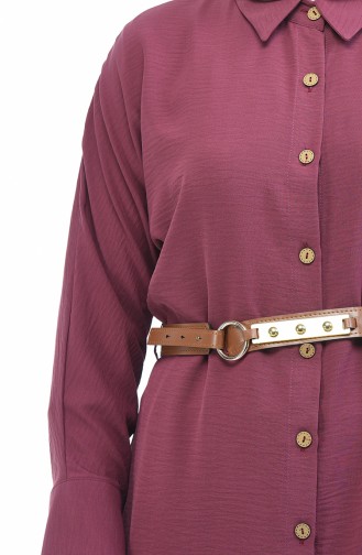 Tunique a Ceinture Grande Taille 1034-03 Rose Pâle Foncé 1034-03