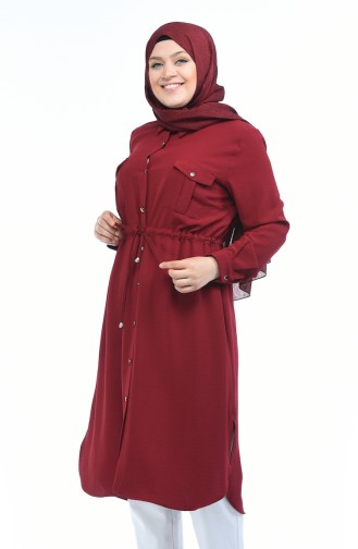 Büyük Beden Büzgülü Tunik 1039-03 Bordo