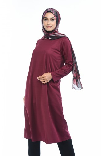 Düz Uzun Tunik 0558-05 Mürdüm