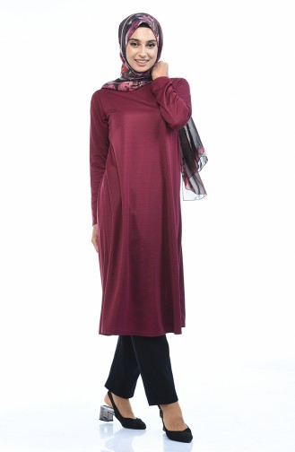 Düz Uzun Tunik 0558-05 Mürdüm