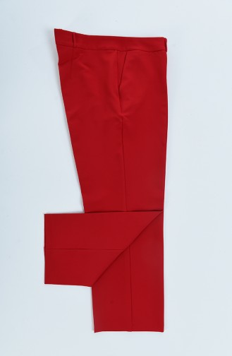 Plus Size Straight-leg Trousers with Pockets 20005a-01 Red 20005A-01