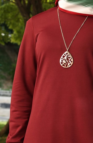 Kolyeli Tunik 2257-06 Bordo