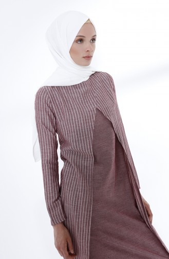 Weinrot Hijab Kleider 9028-02