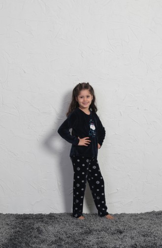 Kız Çocuk Uzun Kol Pijama Takımı 705003-01 Lacivert