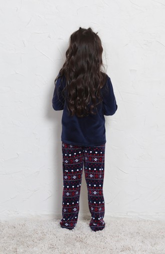 Kız Çocuk Uzun Kol Pijama Takımı 705006-01 Lacivert