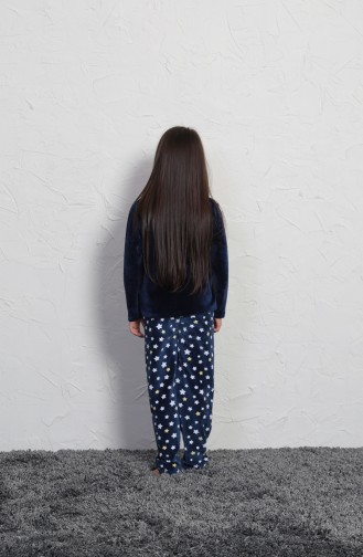 Kız Çocuk Uzun Kol Pijama Takımı 705007-01 Lacivert