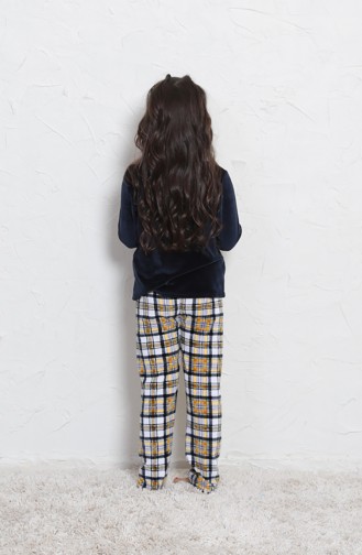 Kız Çocuk Uzun Kol Pijama Takımı 705008-02 Lacivert