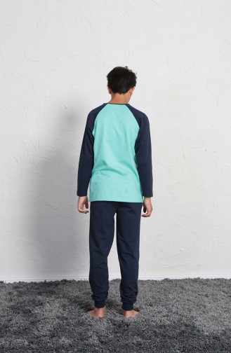 Erkek Çocuk Uzun Kol Pijama Takımı 705016-01 Mint Yeşili