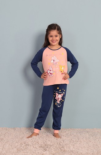 Pajama for Girls Long Sleeve somon color 705164