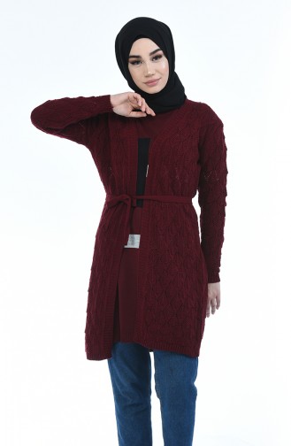 Trikot Strickjacke mit Band 2094-06 Weinrot 2094-06