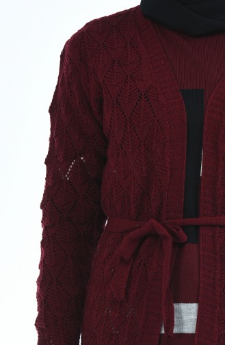 Trikot Strickjacke mit Band 2094-06 Weinrot 2094-06