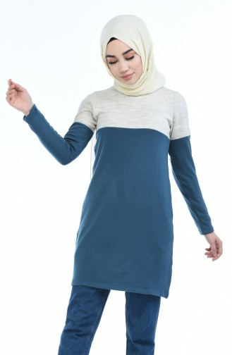 Bestickter Pullover 10655-04 Beige Indigo 10655-04