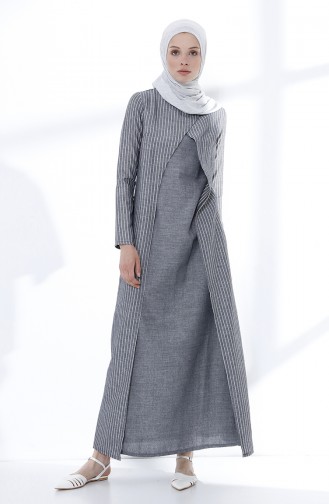 Navy Blue Hijab Dress 9028-04