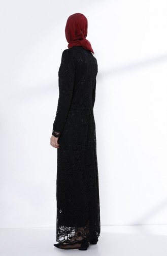 Black Hijab Evening Dress 9027-01