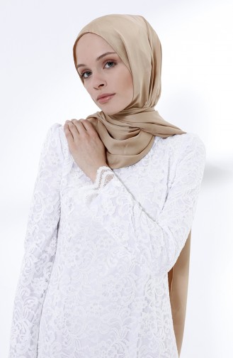 Weiß Hijab-Abendkleider 9027-04