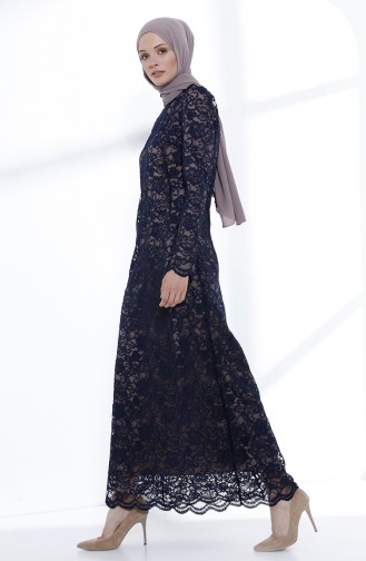 Dunkelblau Hijab-Abendkleider 9027-07