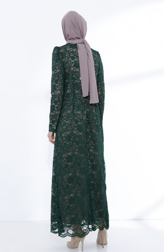 Emerald Green Hijab Evening Dress 9027A-03
