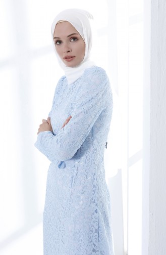 Baby Blue Hijab Evening Dress 9027A-06