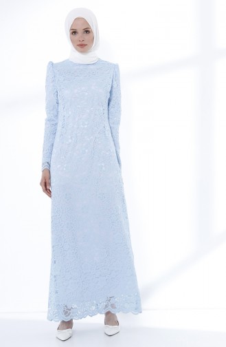 Baby Blue Hijab Evening Dress 9027A-06