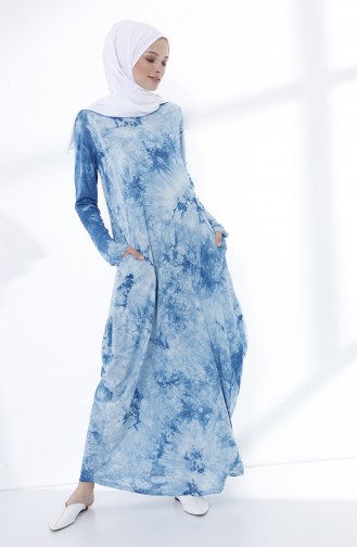 Blau Hijab Kleider 5028-03