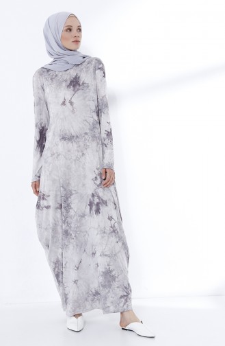 Grau Hijab Kleider 5028-02