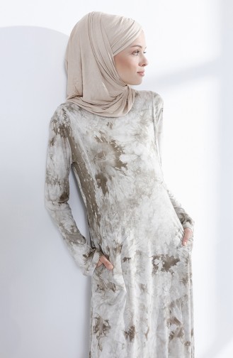 Khaki Hijab Dress 5028-01