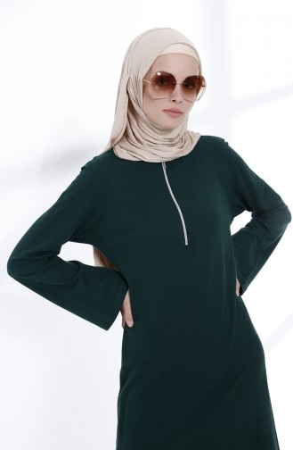 Zippered Knit Dress 5044-10 Emerald Green 5044-10