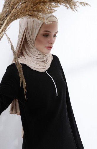 Schwarz Hijab Kleider 5044-09