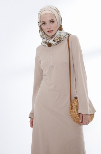 Zippered Knit Dress 5044-06 Beige 5044-06