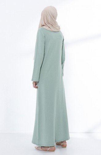 Fermuarlı Örme Elbise 5044-03 Yeşil