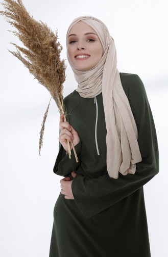 Khaki Hijab Kleider 5031-09