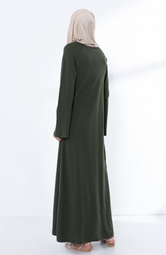 Fermuarlı Örme Elbise 5031-09 Haki