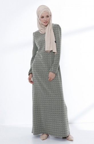 Grün Hijab Kleider 5033-01