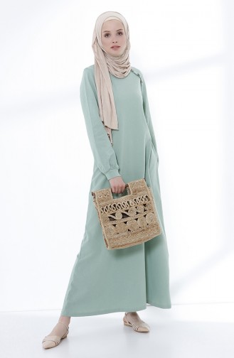 Button Detailed Knitted Dress 5047-07 Mint Green 5047-07