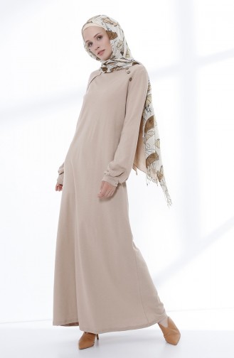 Beige Hijab Kleider 5047-03