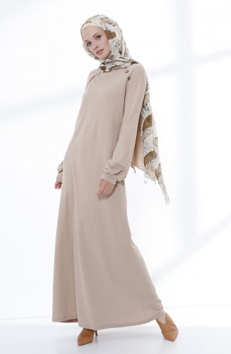 Beige Hijab Kleider 5034-07