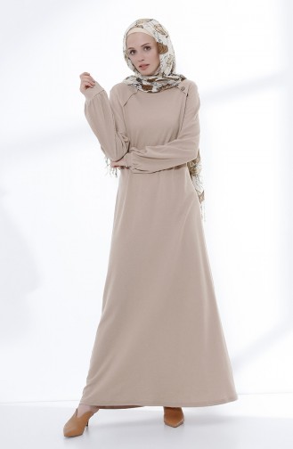 Beige Hijab Kleider 5047-03