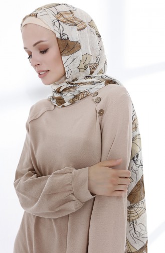 Beige Hijab Dress 5047-03