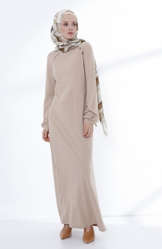 Beige Hijab Kleider 5034-07