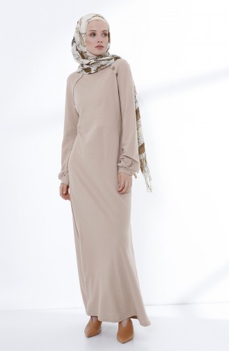 Beige Hijab Dress 5047-03