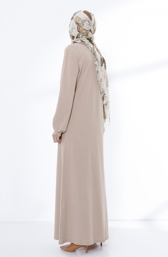 Beige Hijab Kleider 5047-03