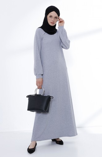 Grau Hijab Kleider 5047-04