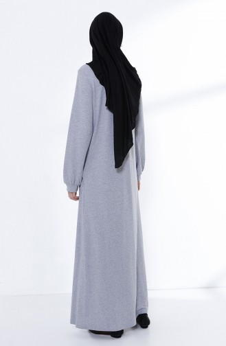 Grau Hijab Kleider 5034-08